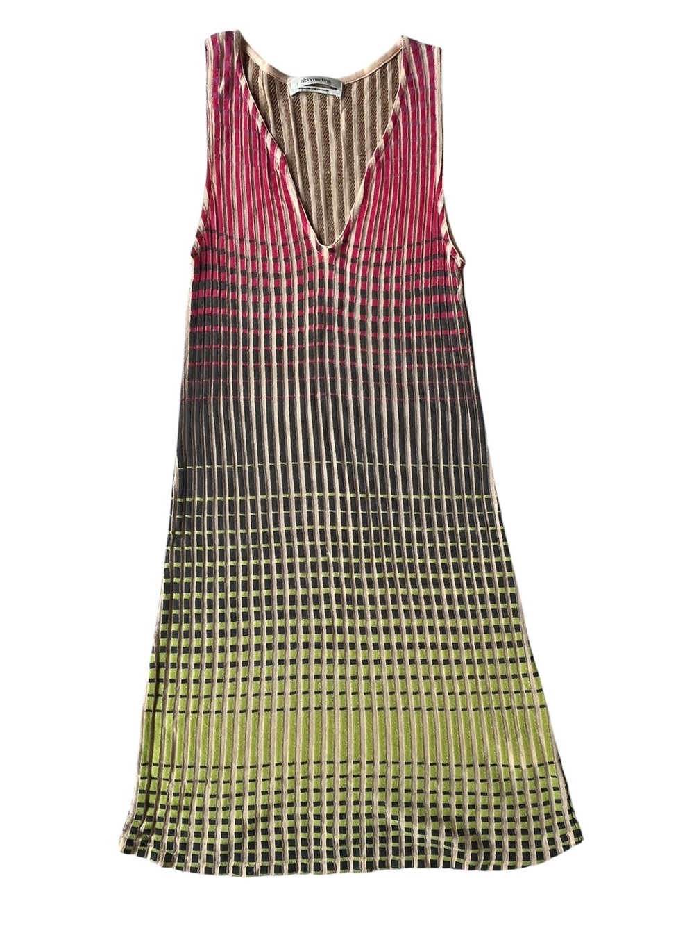 ALDOMARTINS GREEN & PINK MIDI SLEEVELESS DRESS US 8 WOMENS